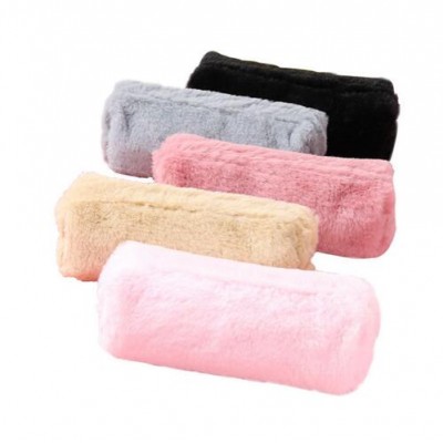 Essential Small Faux Fur Pencil Pouch with Zipper for Girl Cute Pen Stationery School Bag Travel Cosmetic Makeup Fluffy Clutch